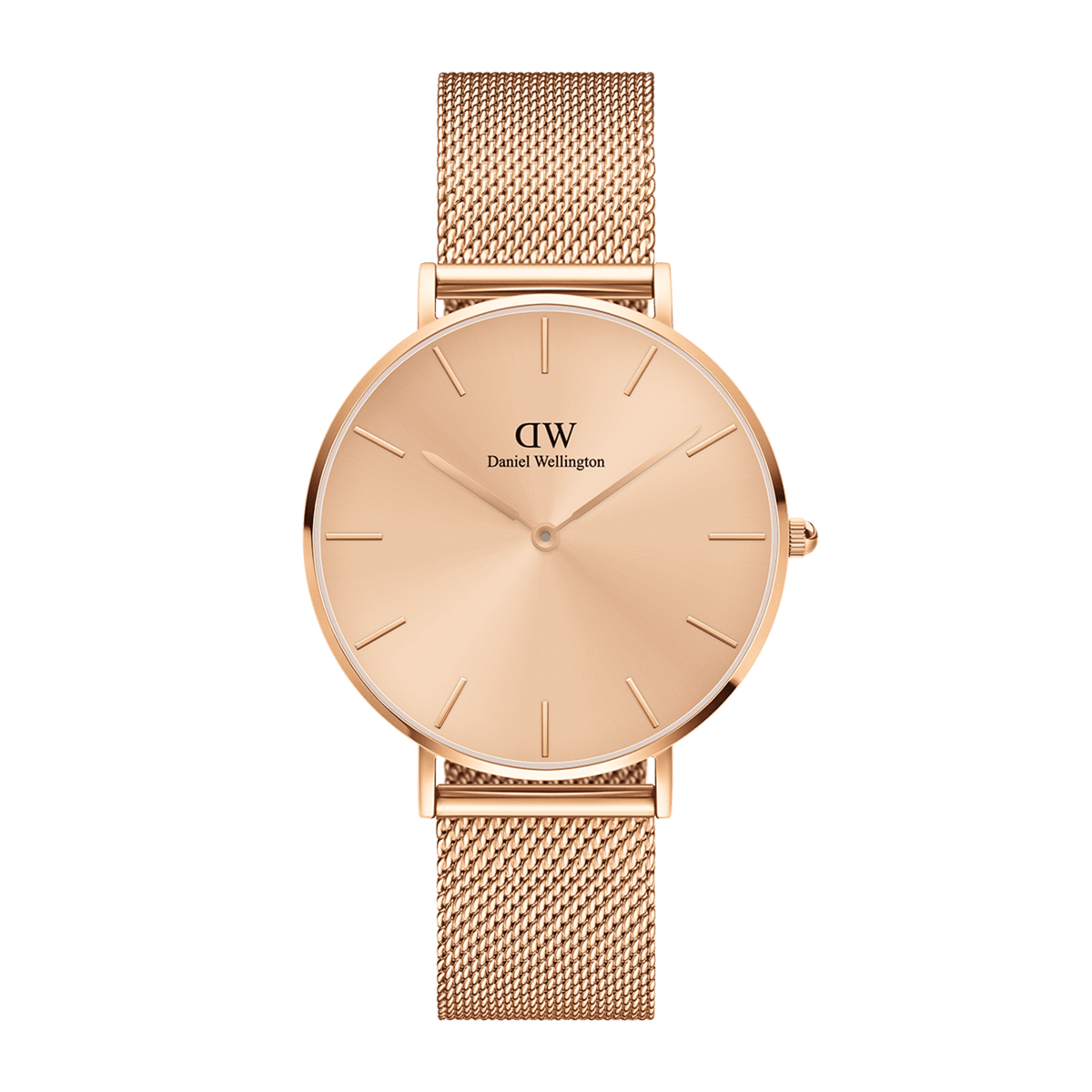Rose gold women's watch Petite Unitone with a minimalist dial, slim hands, and a fine stainless steel mesh strap.