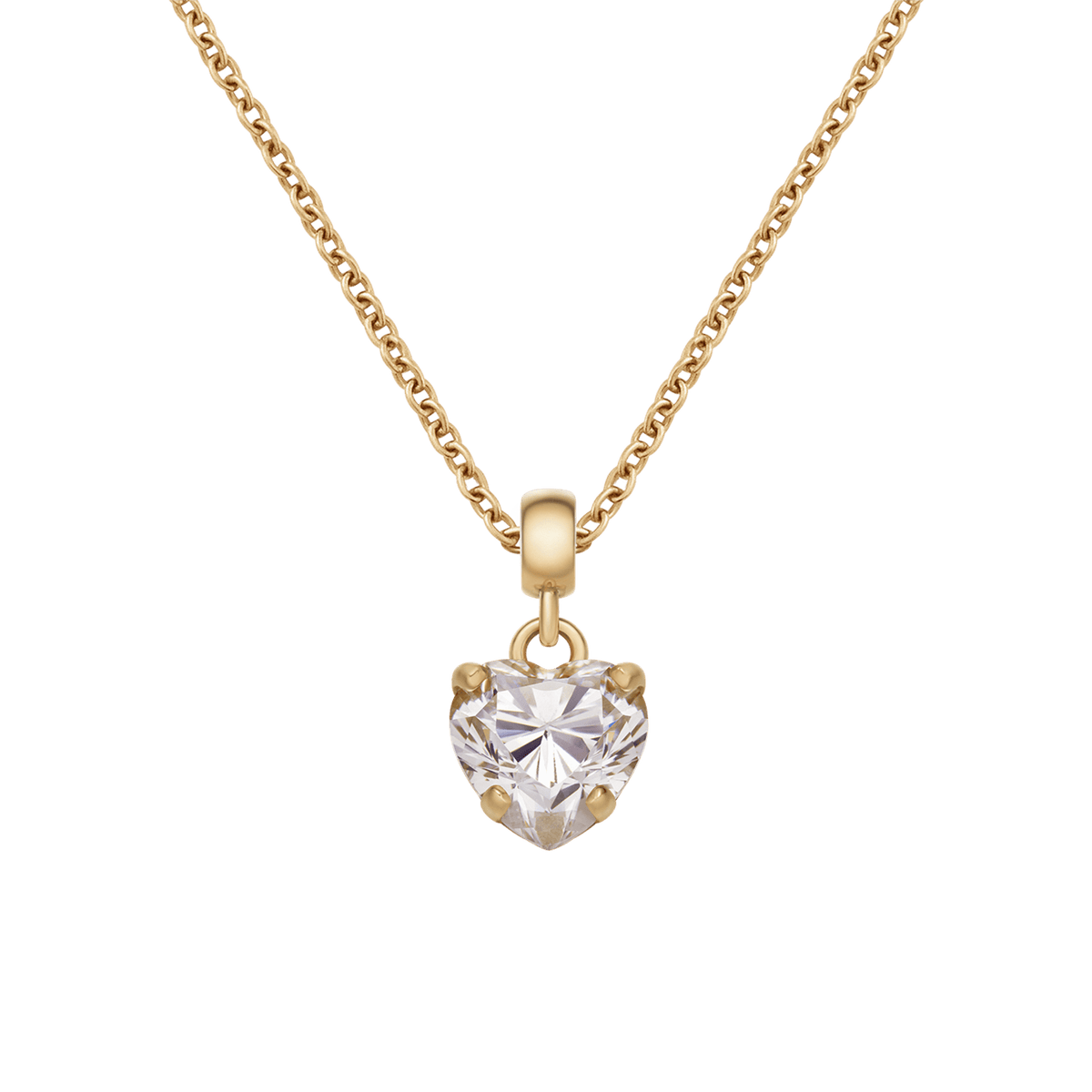 Heart Crystal White Gold Charm + Chain Necklace G
