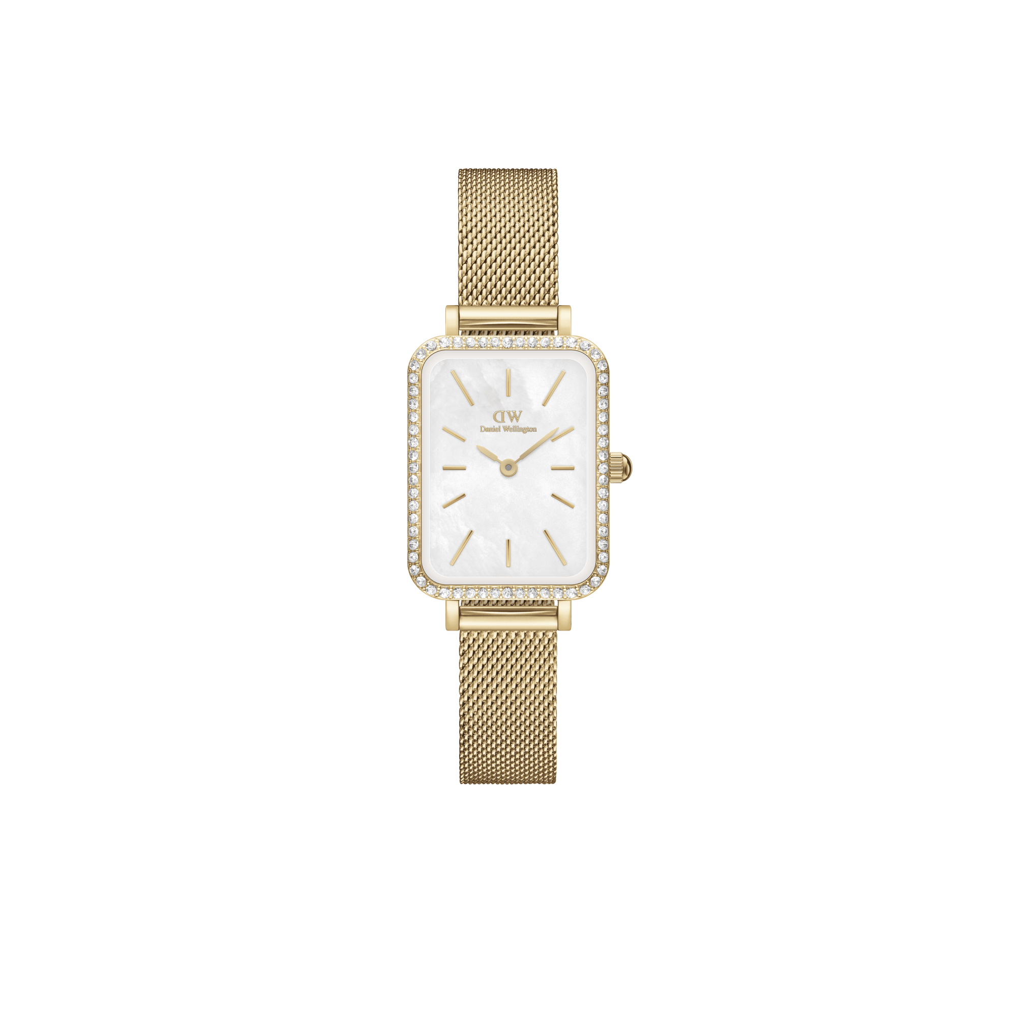 Quadro Bezel white MOP watch with gold strap DW - Main Image