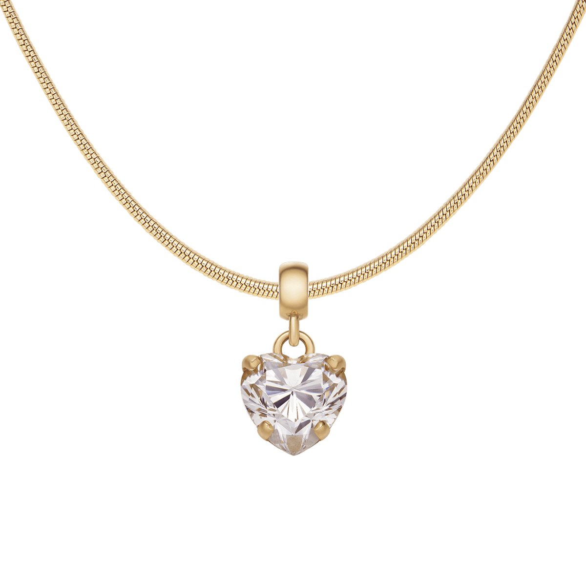 Heart Crystal White Charm + Snake Necklace G