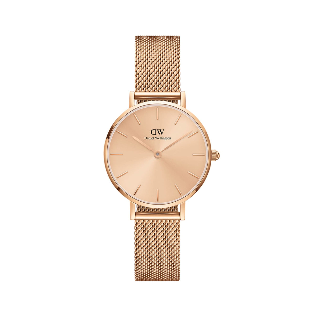 Petite Unitone women's watch in rose gold with a simple dial and fine-mesh stainless steel mesh strap.