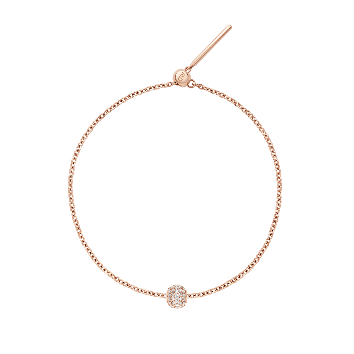 Pave Orb White Crystal Rose Gold Charm + Chain Bracelet RG