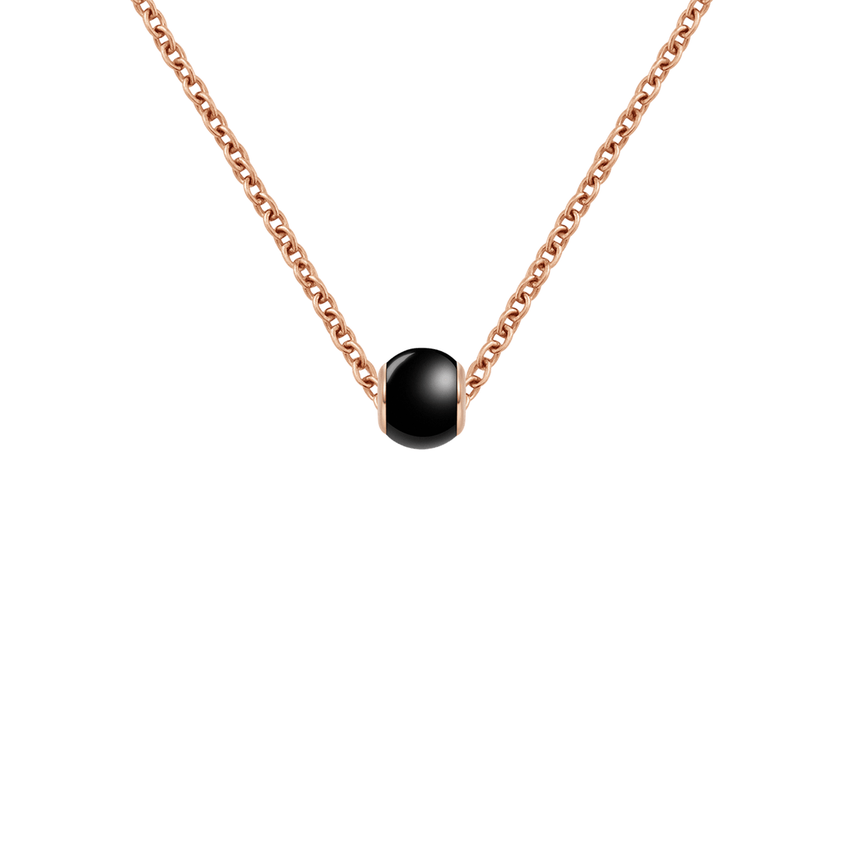 Black Orb Rose Gold Charm + Chain Necklace RG
