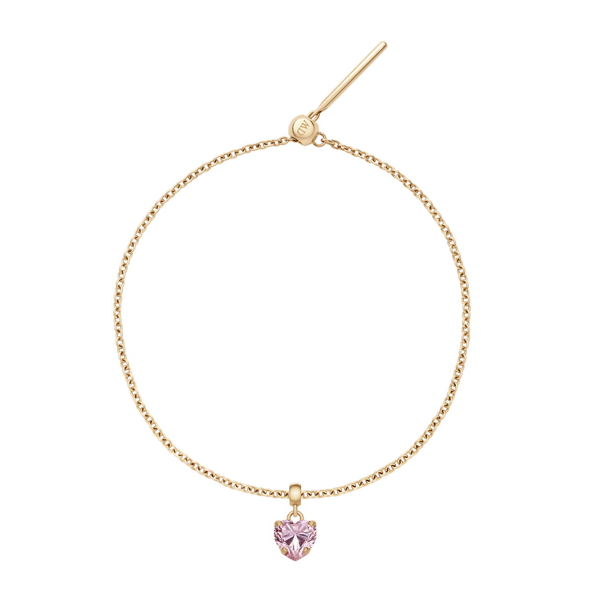 Heart Crystal Pink Gold Charm + Chain Bracelet G