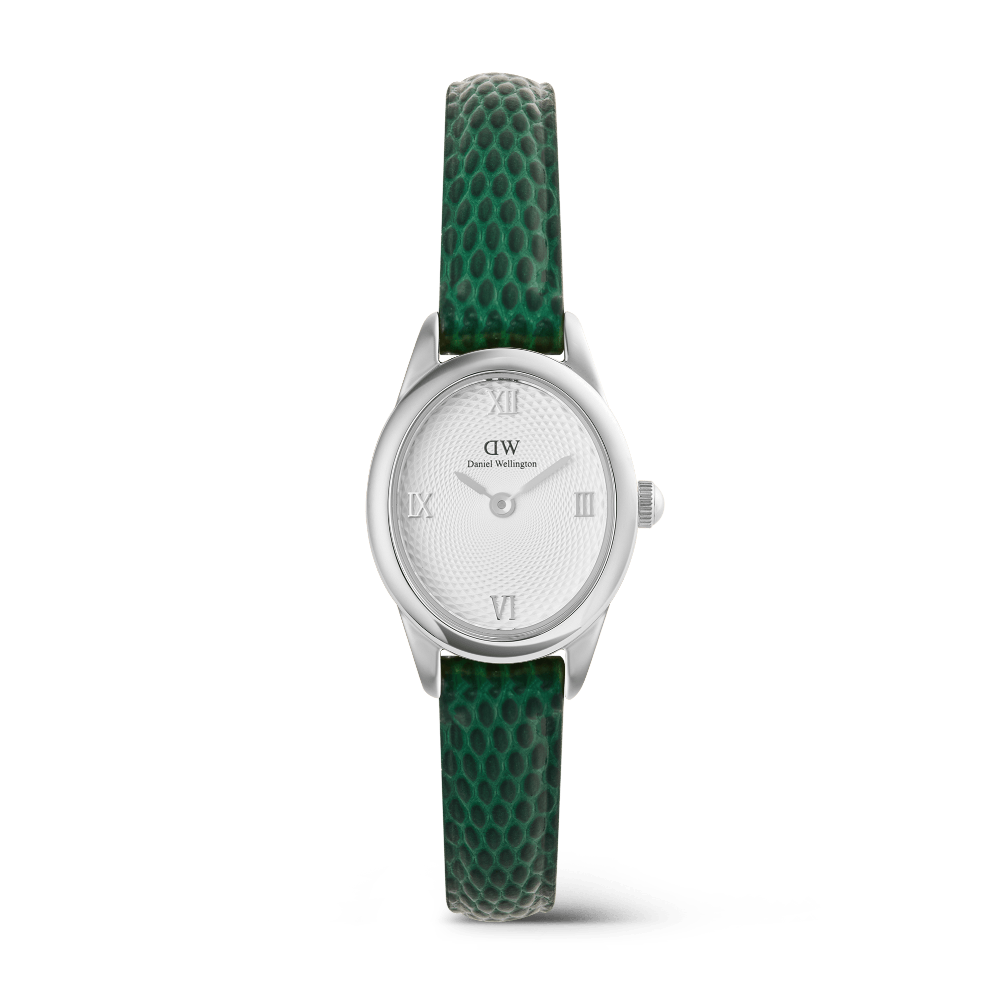 Ophelia Mini Green Lizard White Guilloché Silver Ophelia Mini Green Lizard White Guilloché Silver