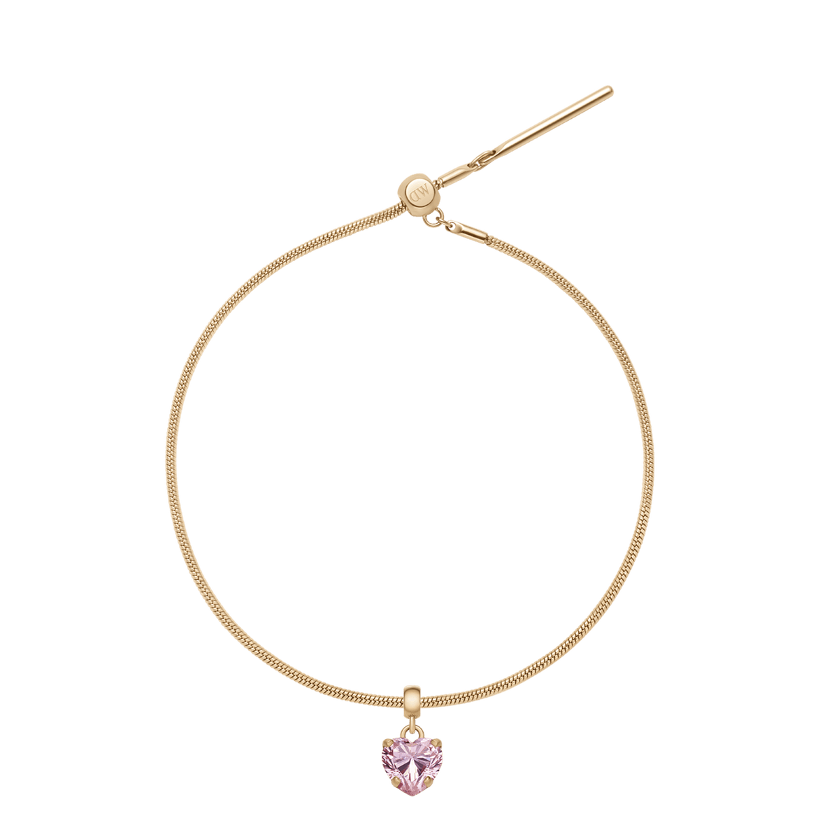 Heart Crystal Pink Gold Charm + Snake Bracelet G