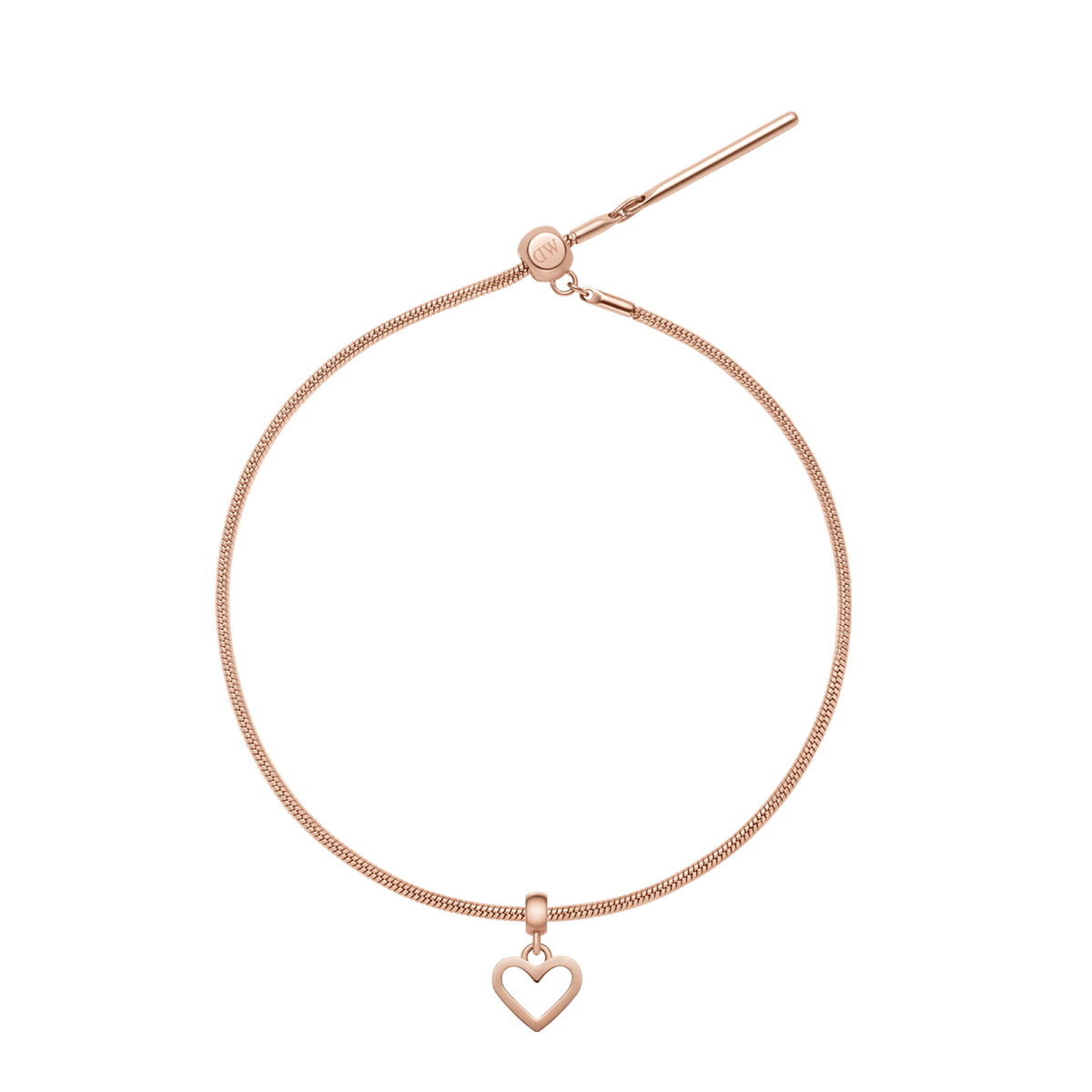 Heart Hanging Shape Rose Gold Charm + Snake Bracelet RG