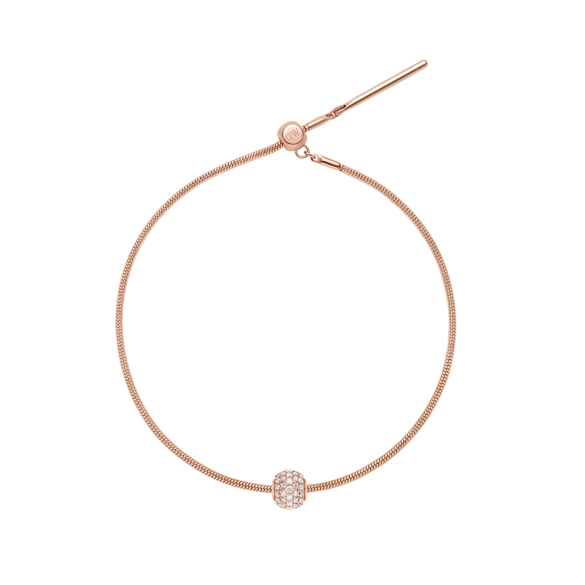 Pave Orb White Crystal Rose Gold Charm + Snake Bracelet RG
