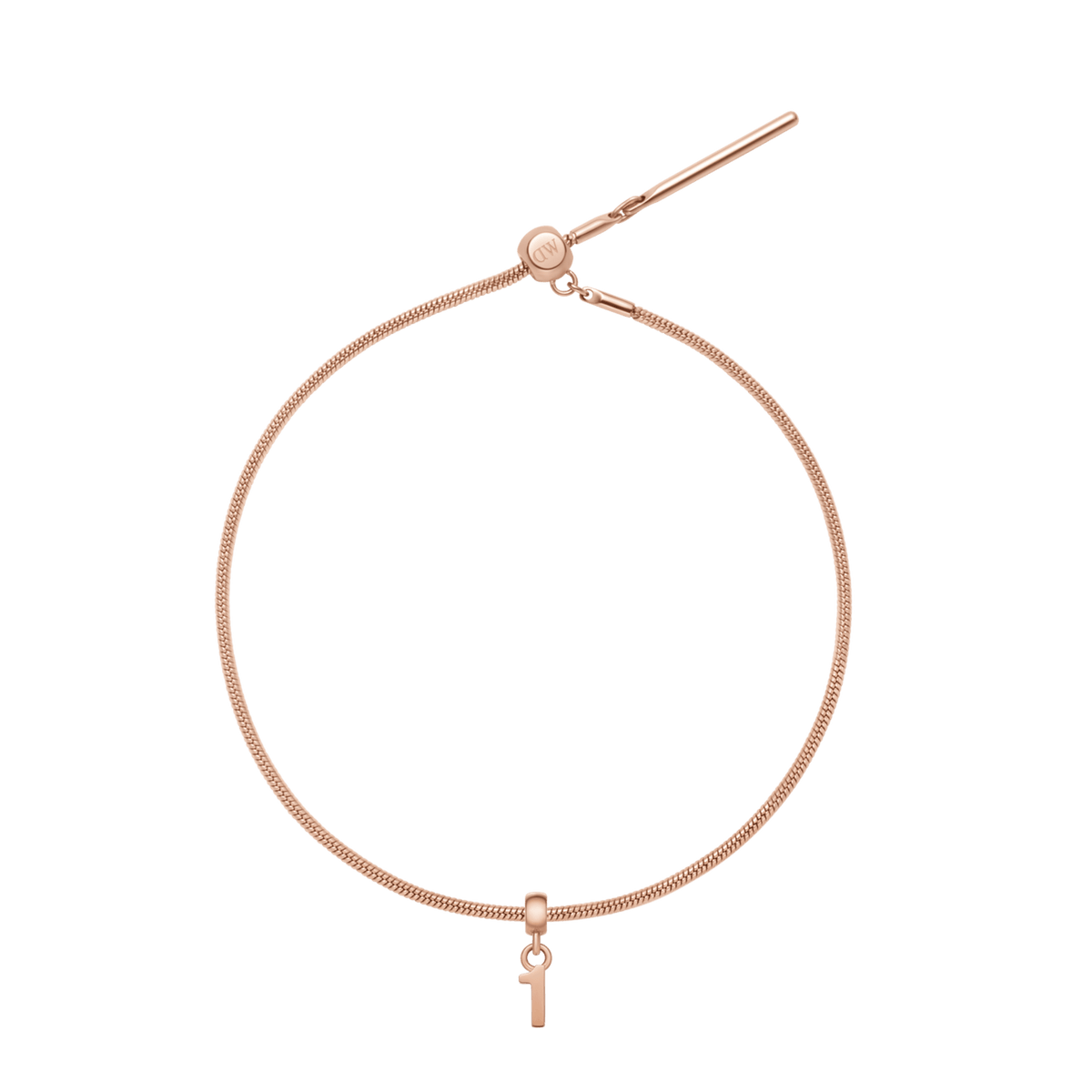 Number Rose Gold Charm + Snake Bracelet RG