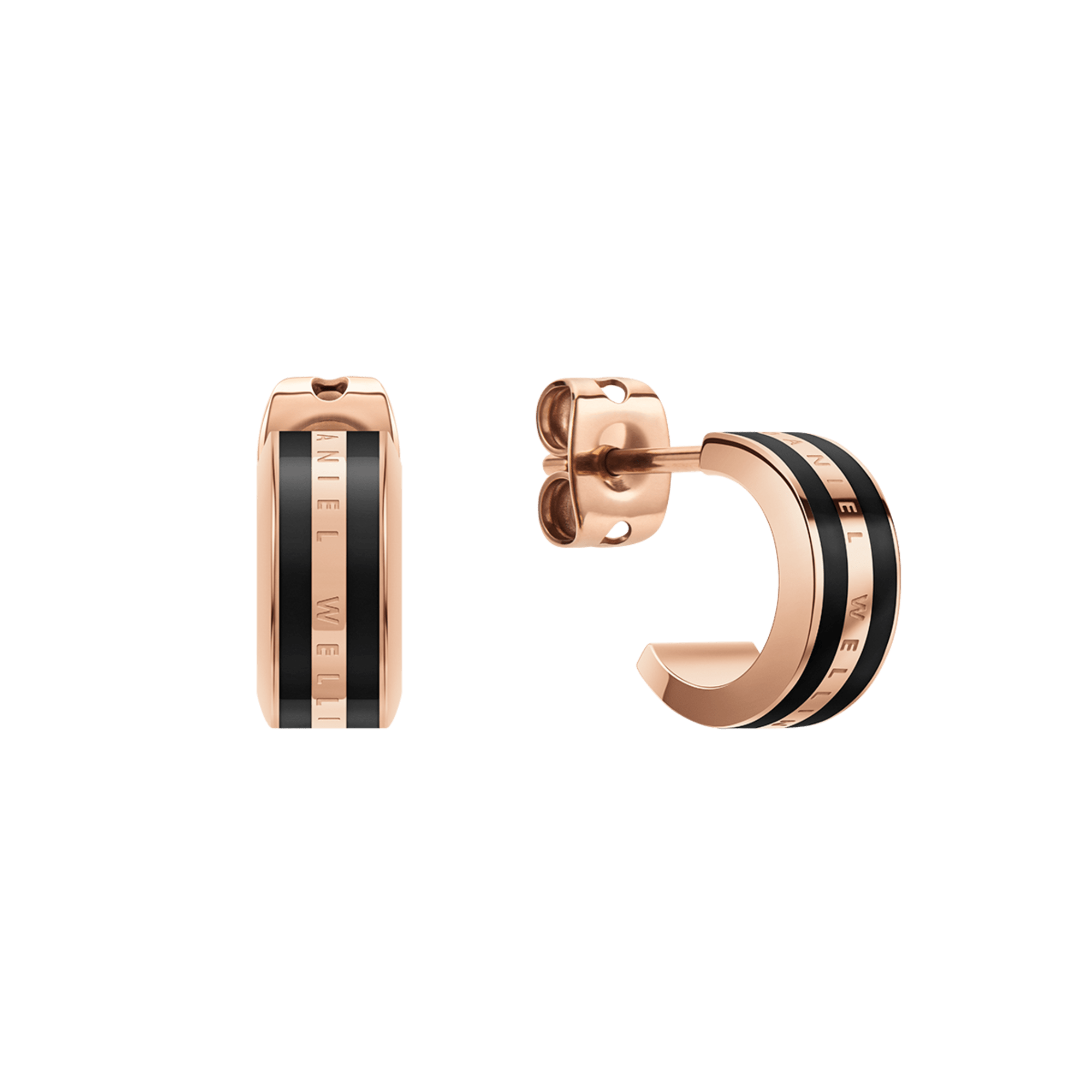 Emalie Earrings Rose Gold Black - Main Image