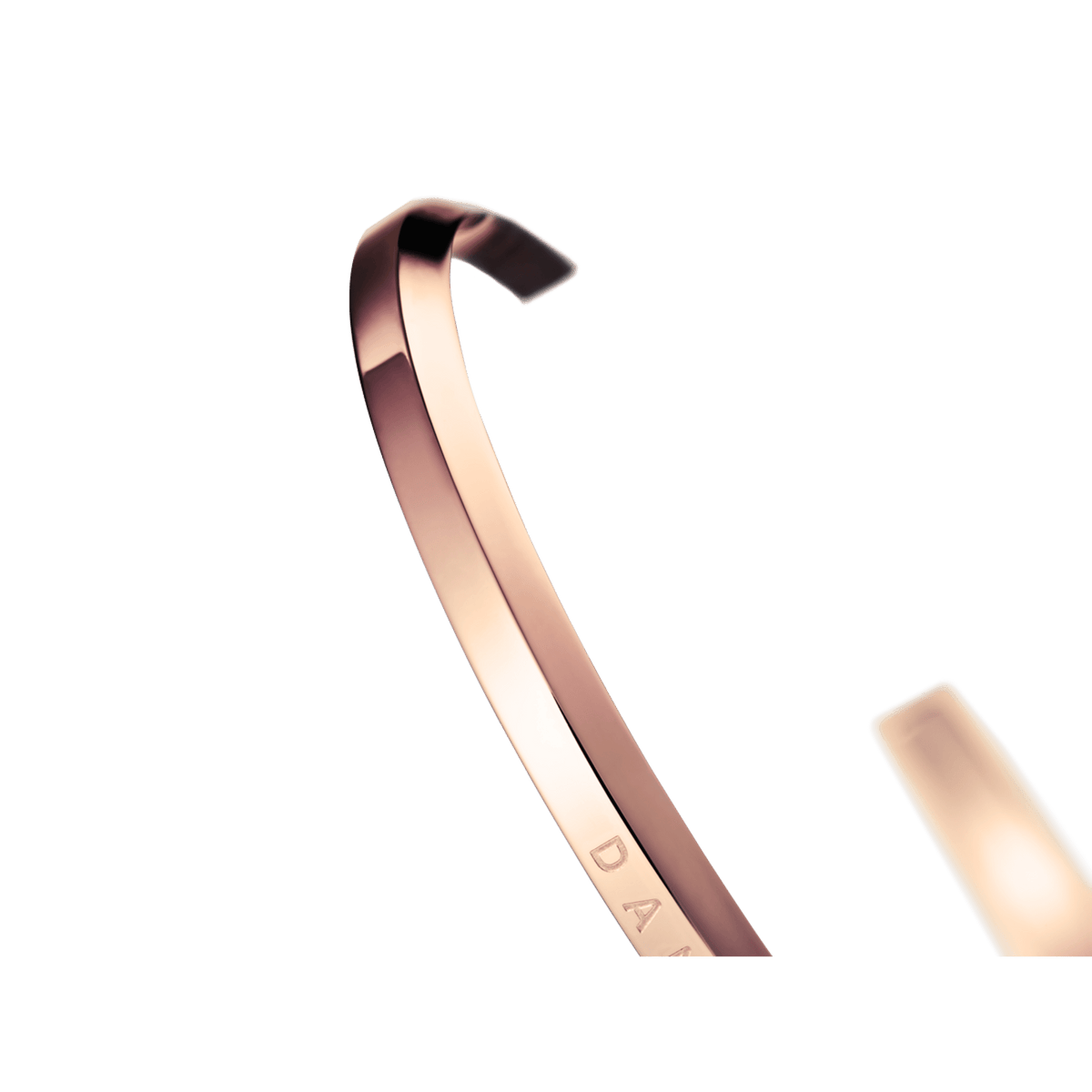 Close-up of the Classic Bracelet in rose gold by Daniel Wellington with a polished finish and subtle engraving.