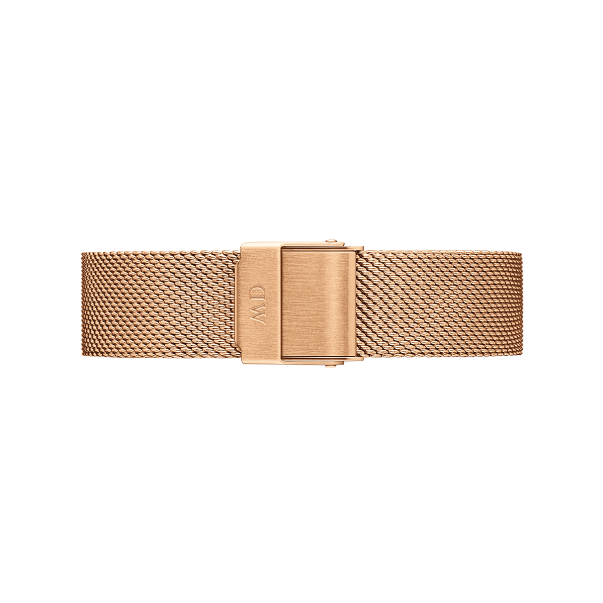 Rose gold mesh strap made of stainless steel with an elegant clasp, matching the Petite Melrose ladies' watch.