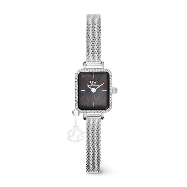CROWN ステンレススチール ブラックダイヤル 時計 Quadro Mini Crystal Zodiac Sterling