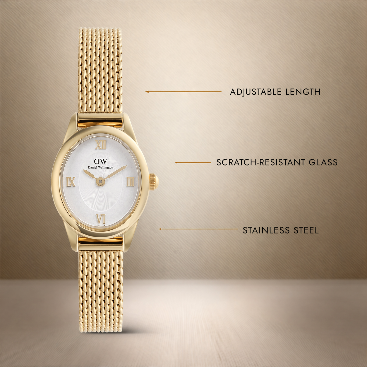 Ophelia Mini Mesh White Gold