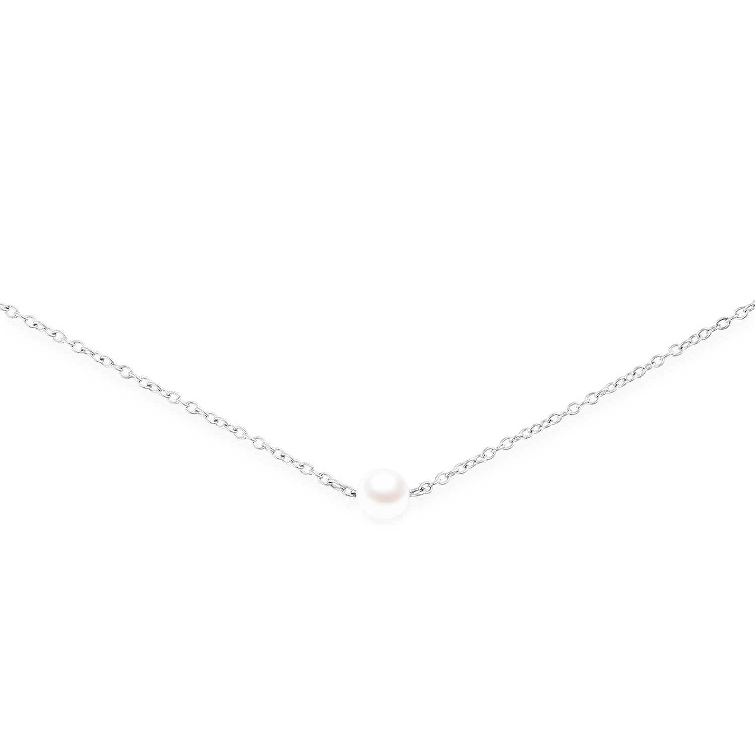 Pearl Step Necklace Silver