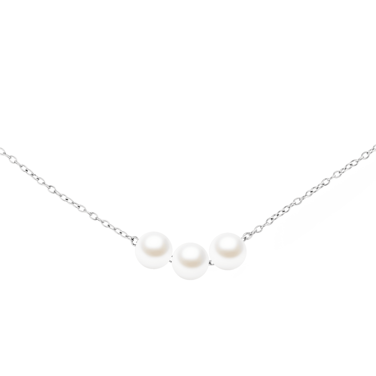 Pearl Trio Necklace Silver