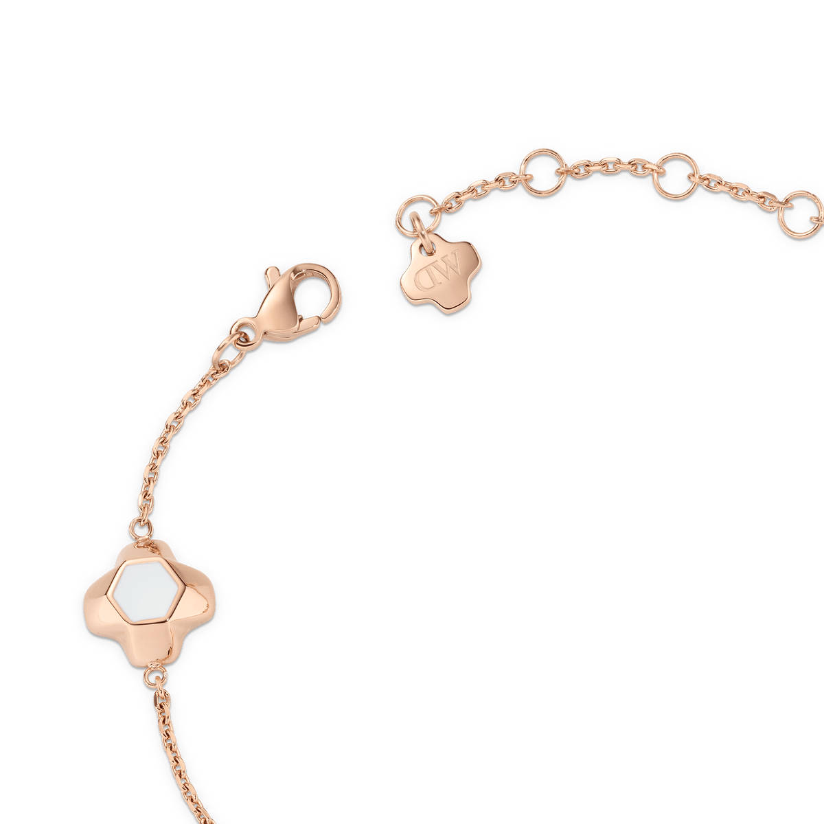 North Star Bracelet 5 Small White Enamel Rose Gold