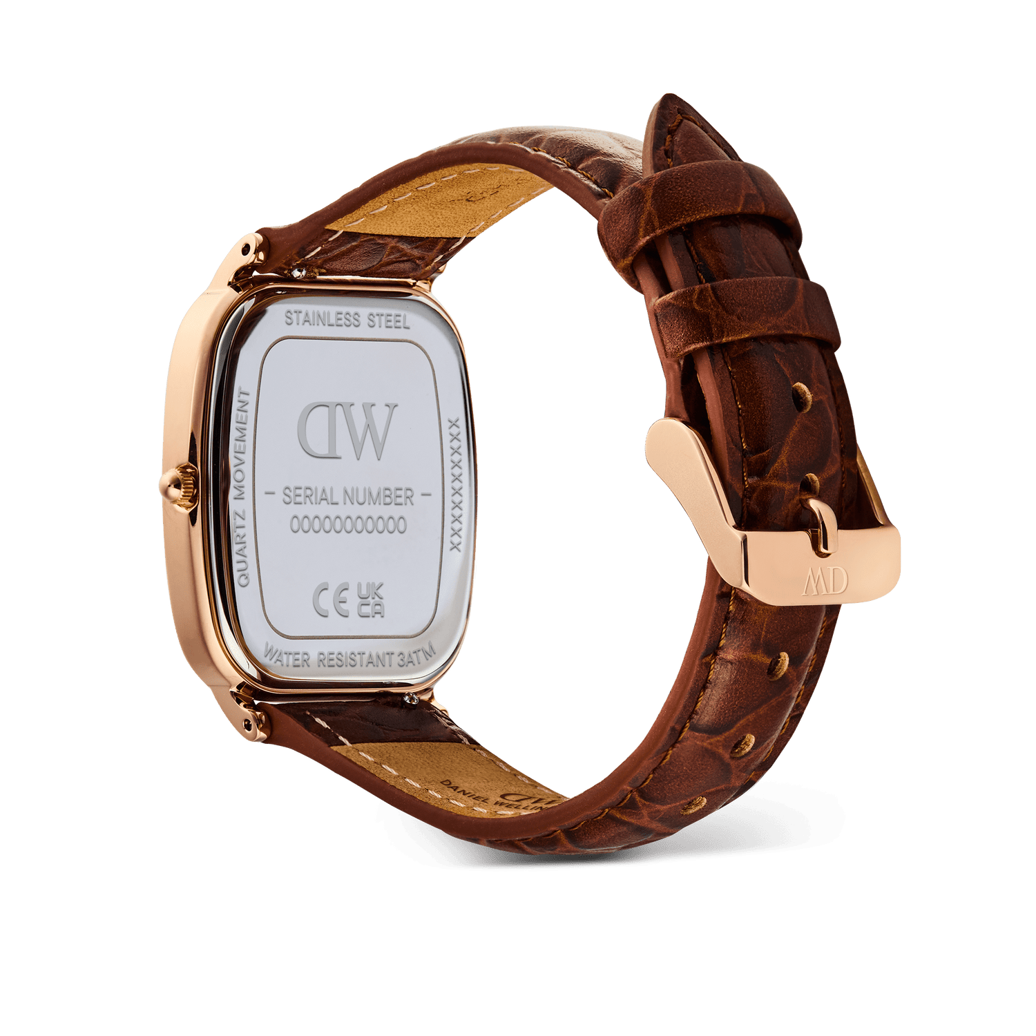 Marlon Brown Croc Belly Linen Rose Gold