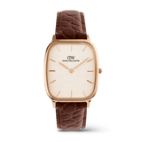 Marlon Brown Croc Belly Linen Rose Gold