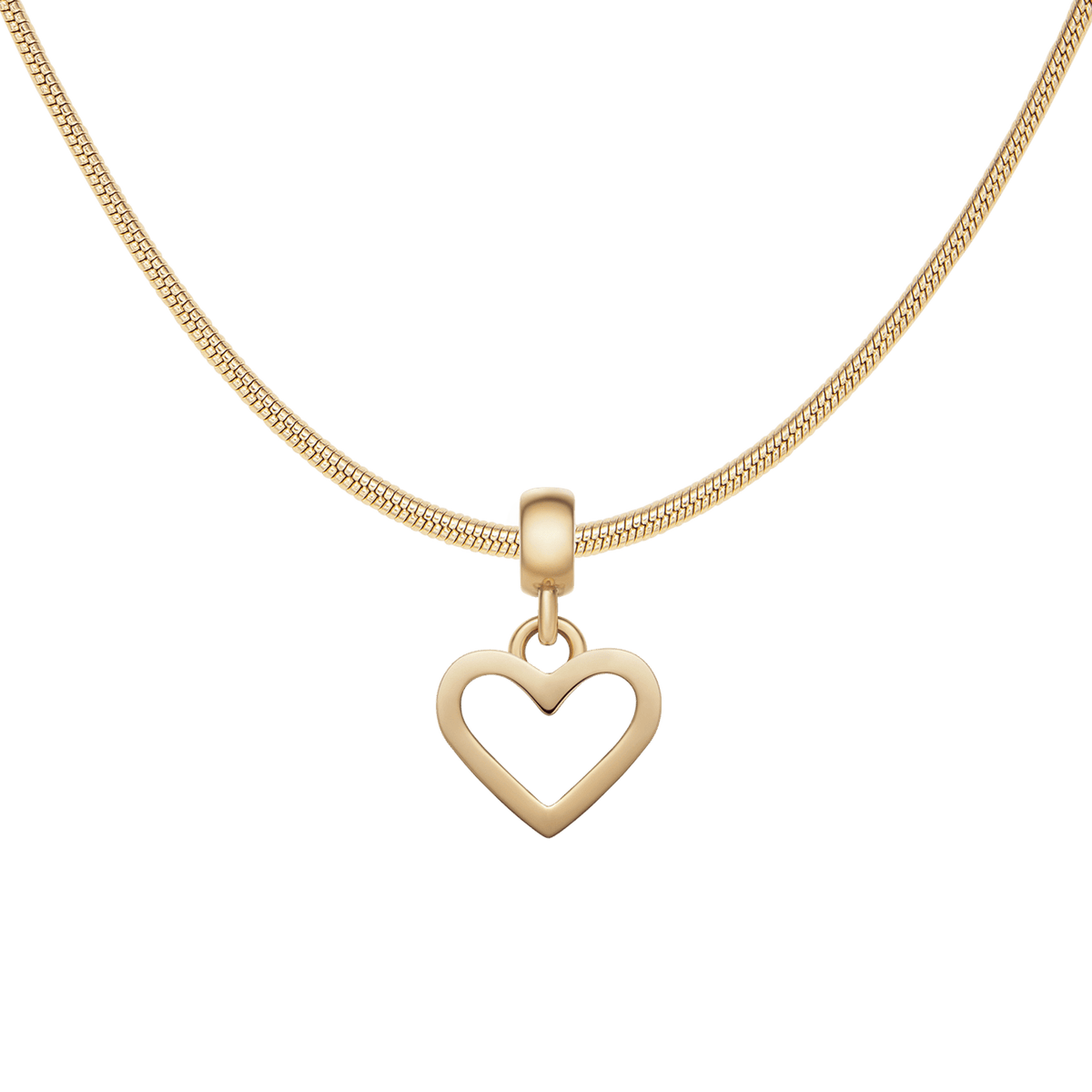 Heart Hanging Shape Gold Charm + Snake Necklace G