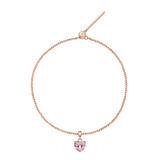 Heart Crystal Pink Rose Gold Charm + Chain Bracelet RG