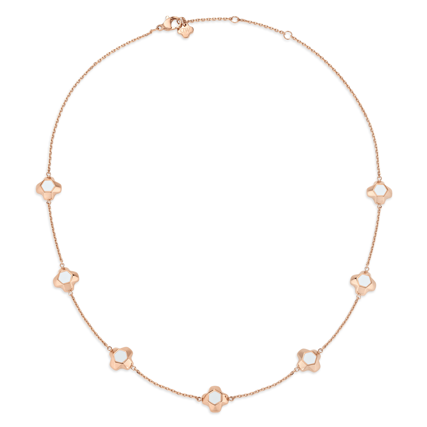 North Star Necklace 7 Small White Enamel Rose Gold
