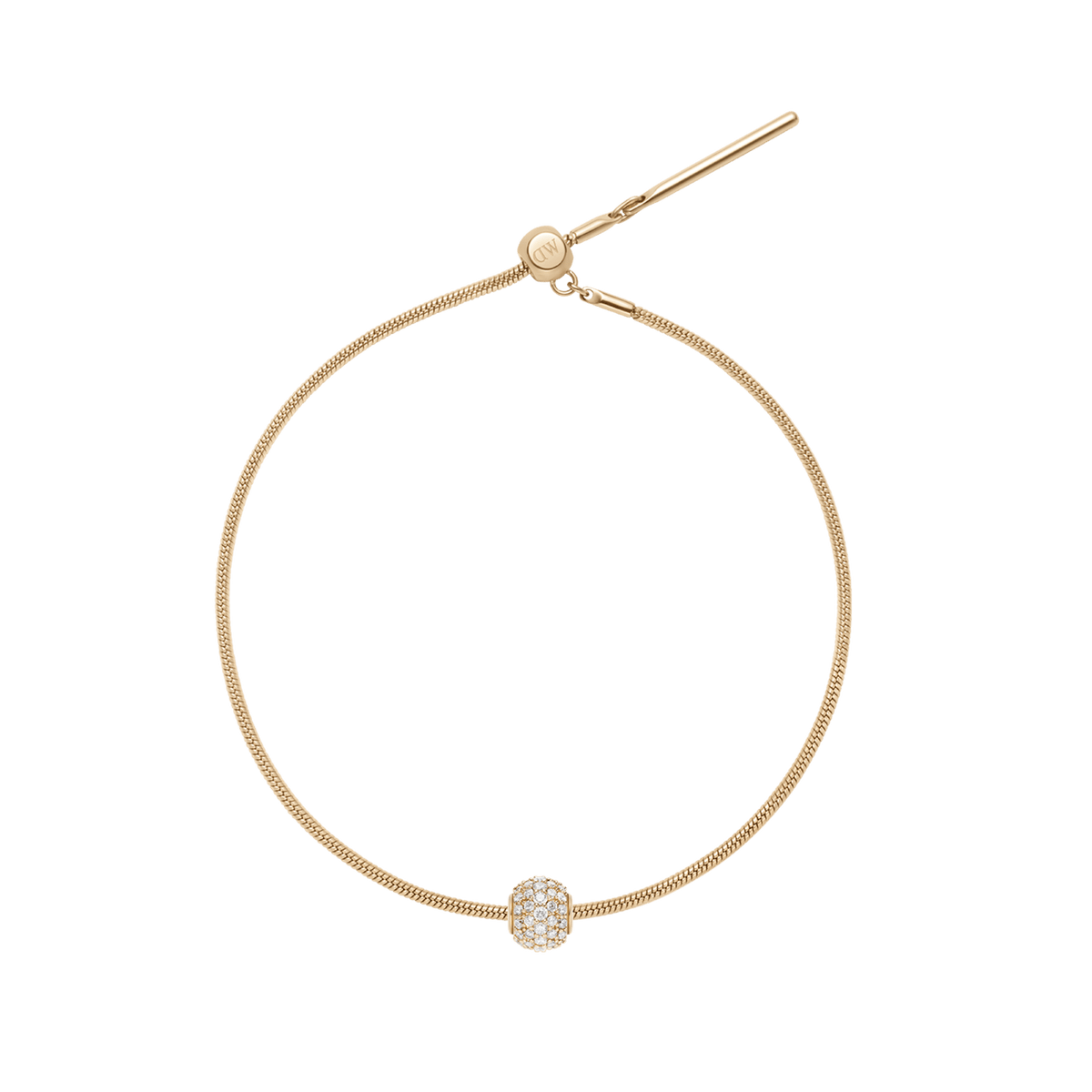 Pave Orb White Crystal Gold Charm + Snake Bracelet G