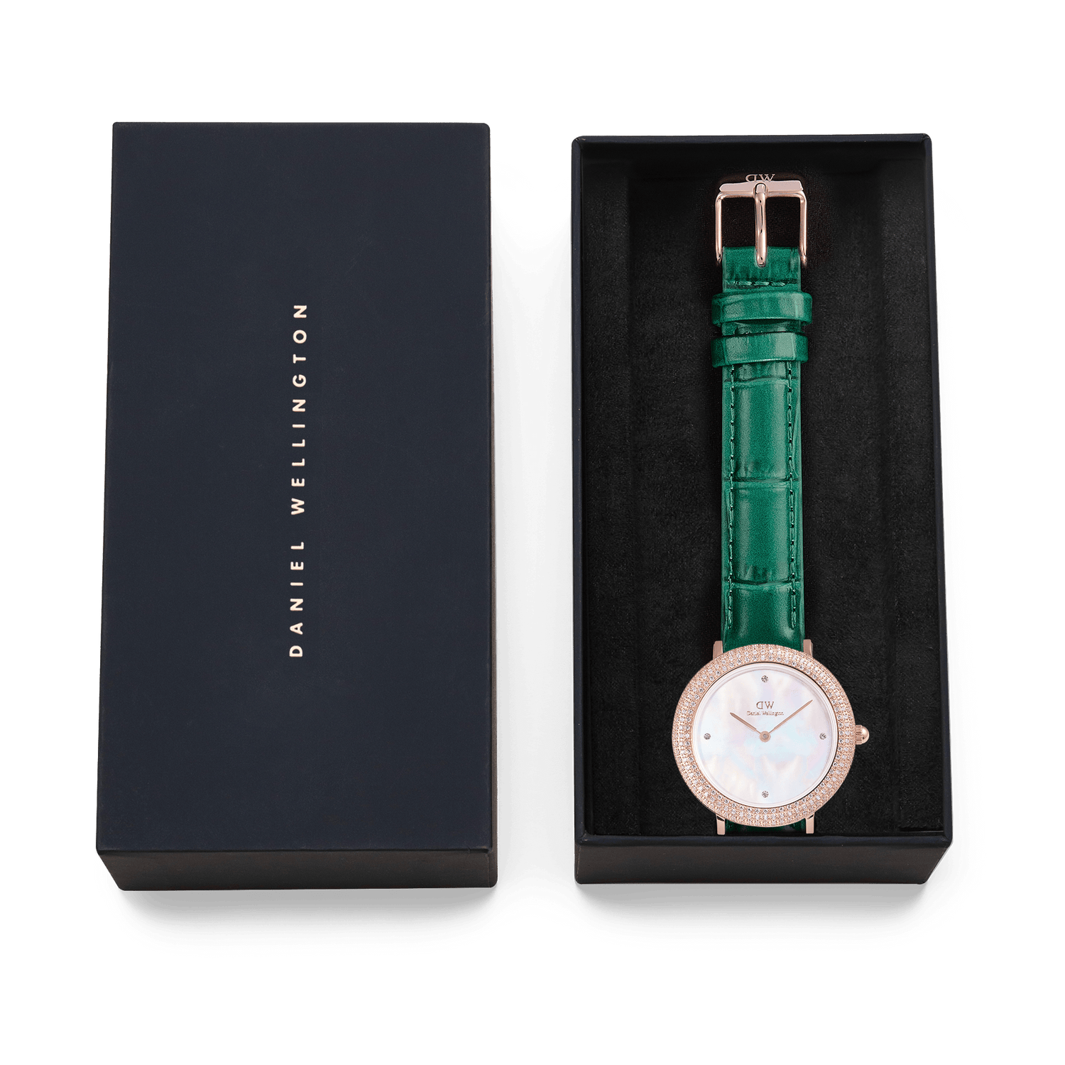 Crystalline Bezel Green Croc Rose Gold Crystalline Bezel Green Croc Rose Gold