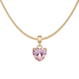 Heart Crystal Pink Gold Charm + Snake Necklace G