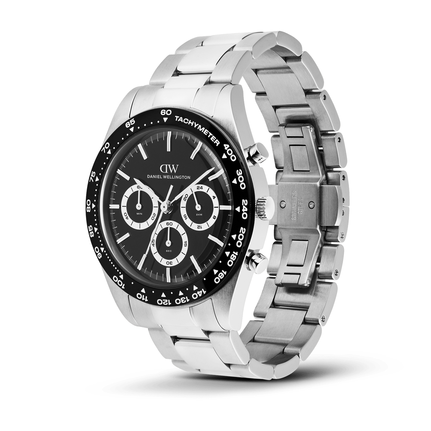 Iconic Tachymeter 3-Link Black Silver