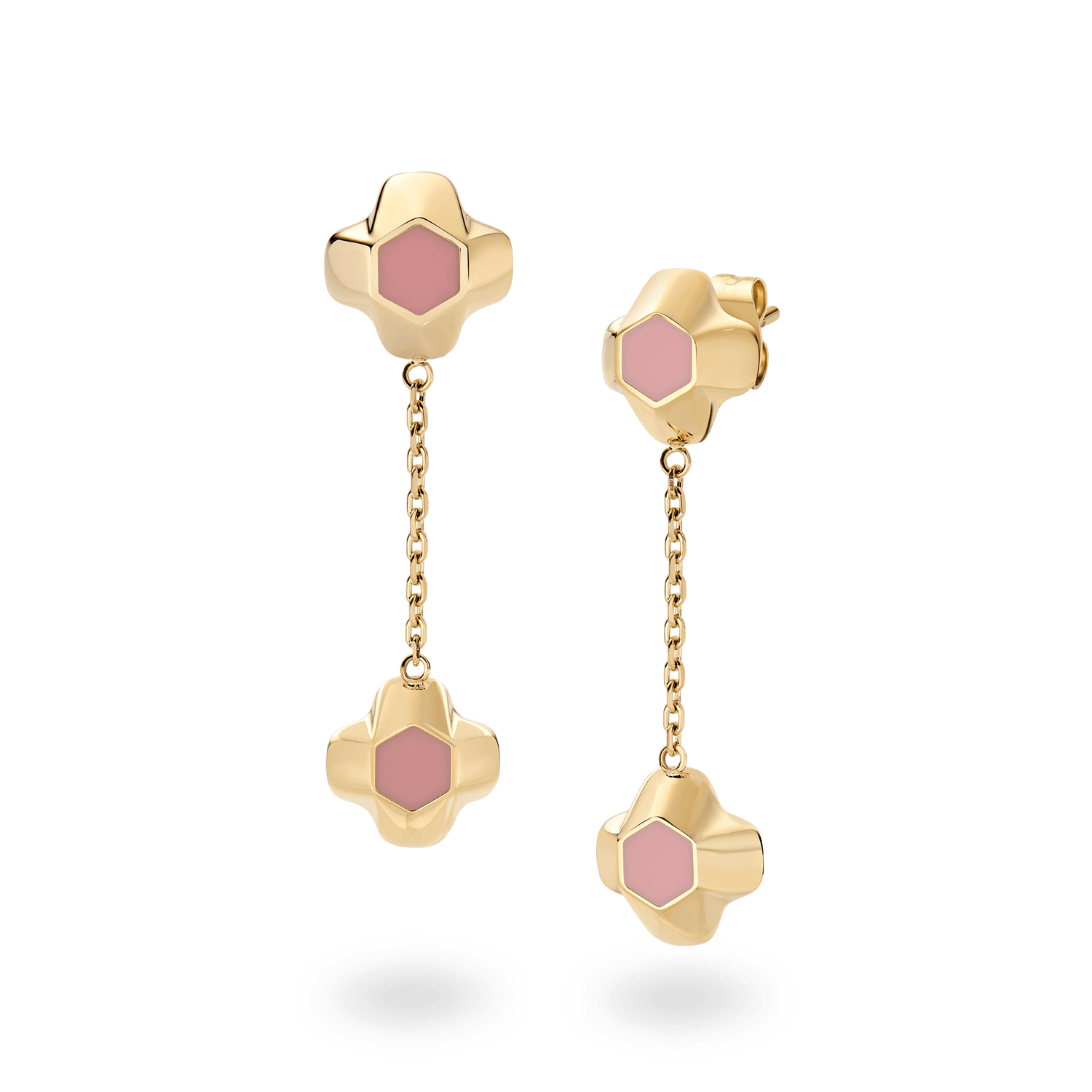 North Star Earrings Drop Apricot Enamel Gold