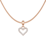 Heart Contour White Crystal Rose Gold Charm + Snake Necklace RG