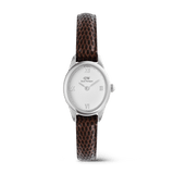 Ophelia Mini Dark Brown Lizard White Guilloché Silver
