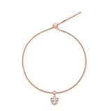 Heart Crystal White Rose Gold Charm + Snake Bracelet RG