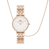 Petite Lumine Bezel 5-Link Melrose + Box Chain Necklace