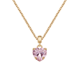 Heart Crystal Pink Gold Charm + Chain Necklace G