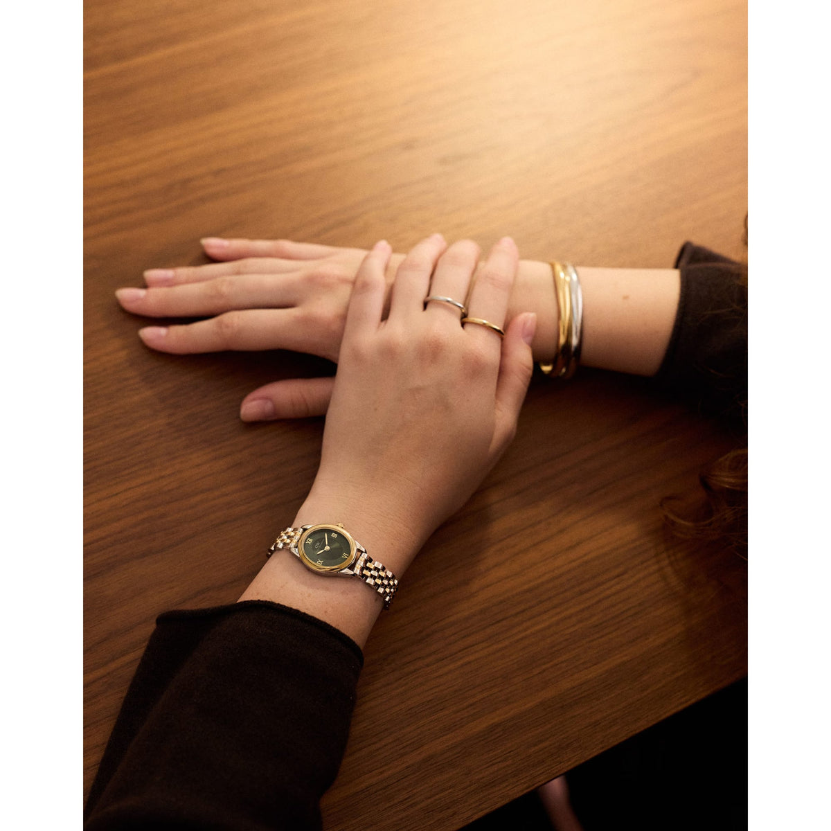 Ophelia Mini Beans Link Emerald Two Tone