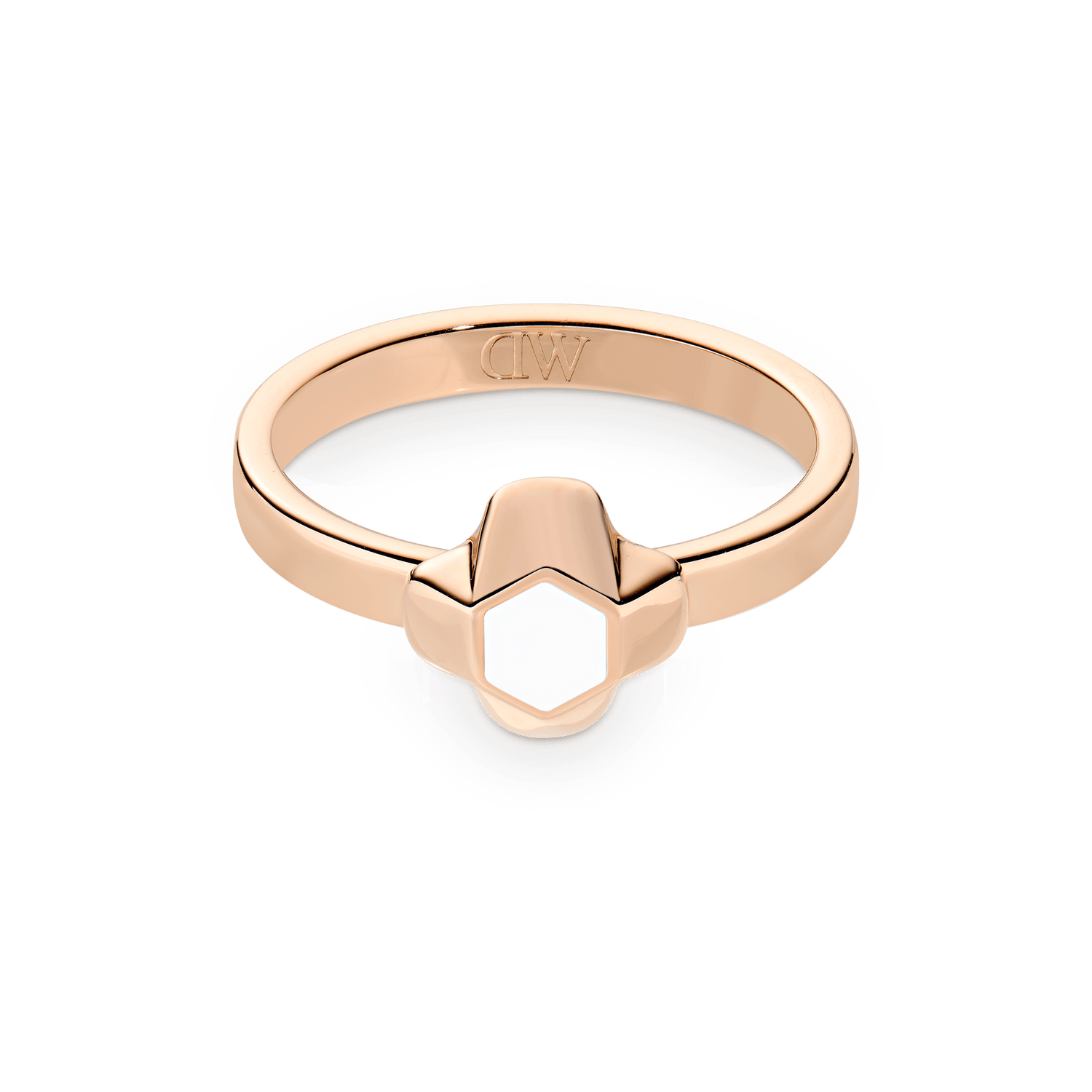 North Star Ring Small White Enamel Rose Gold