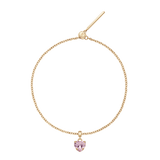 Heart Crystal Pink Gold Charm + Chain Bracelet G