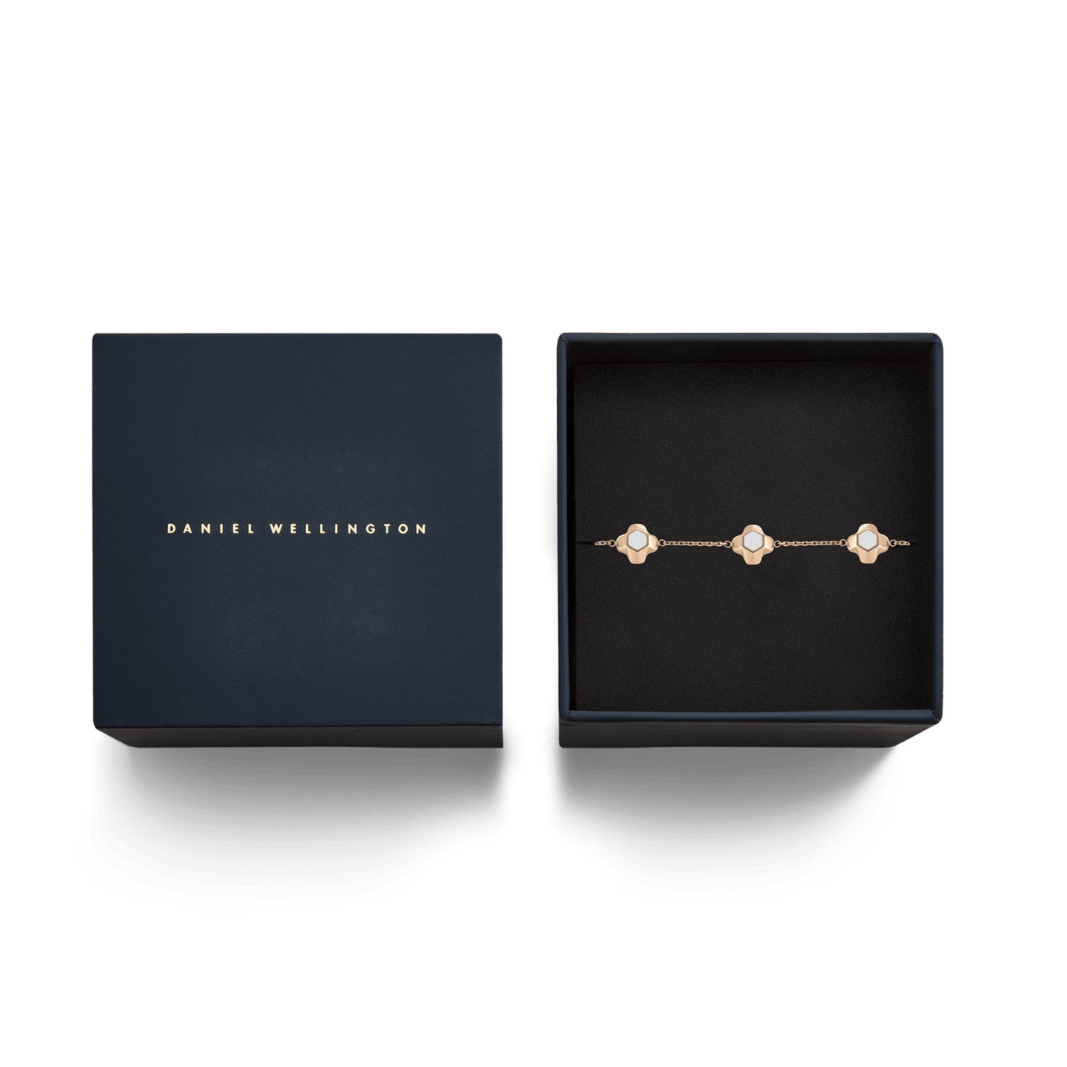 North Star Bracelet 5 Small White Enamel Rose Gold