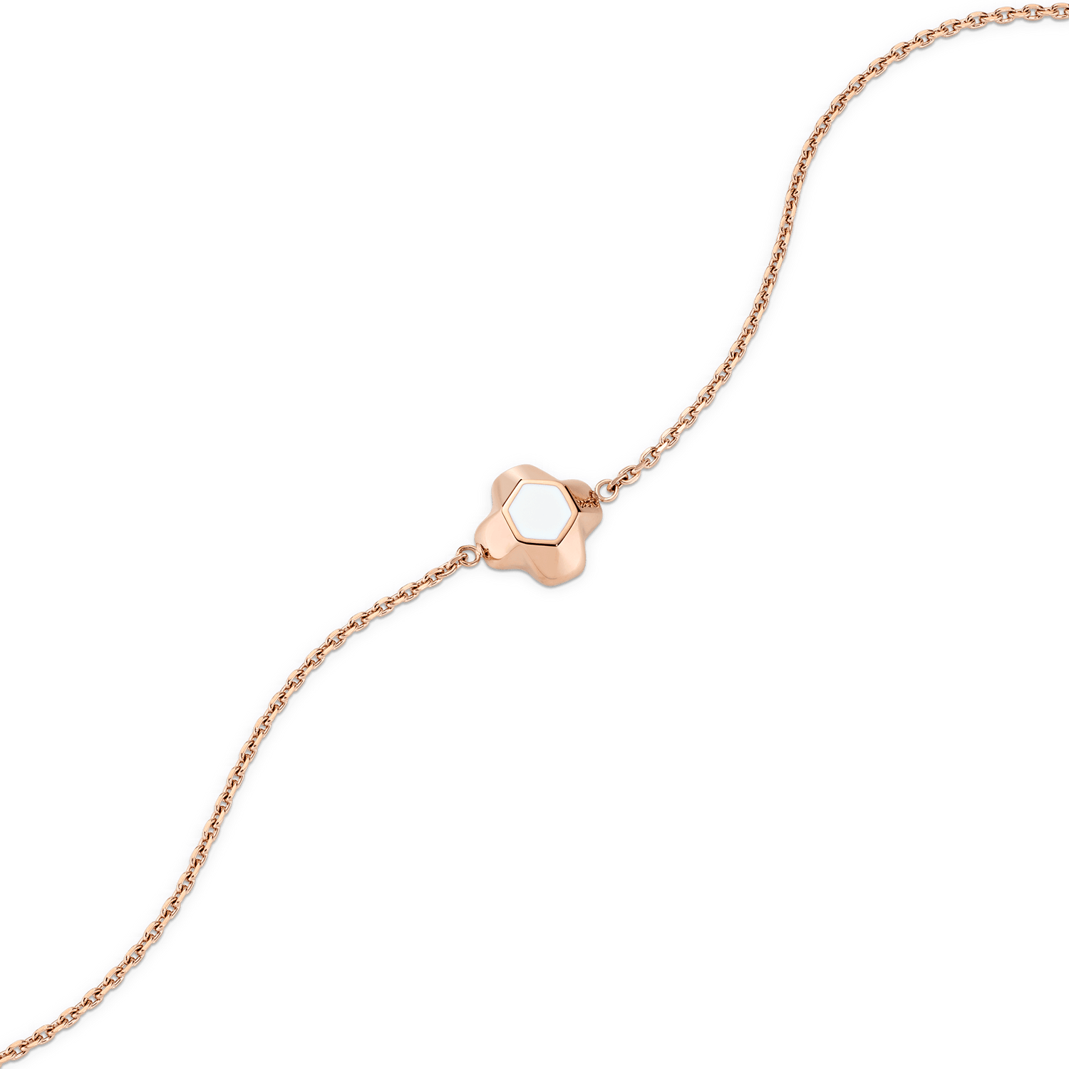 North Star Bracelet 1 Small White Enamel Rose Gold