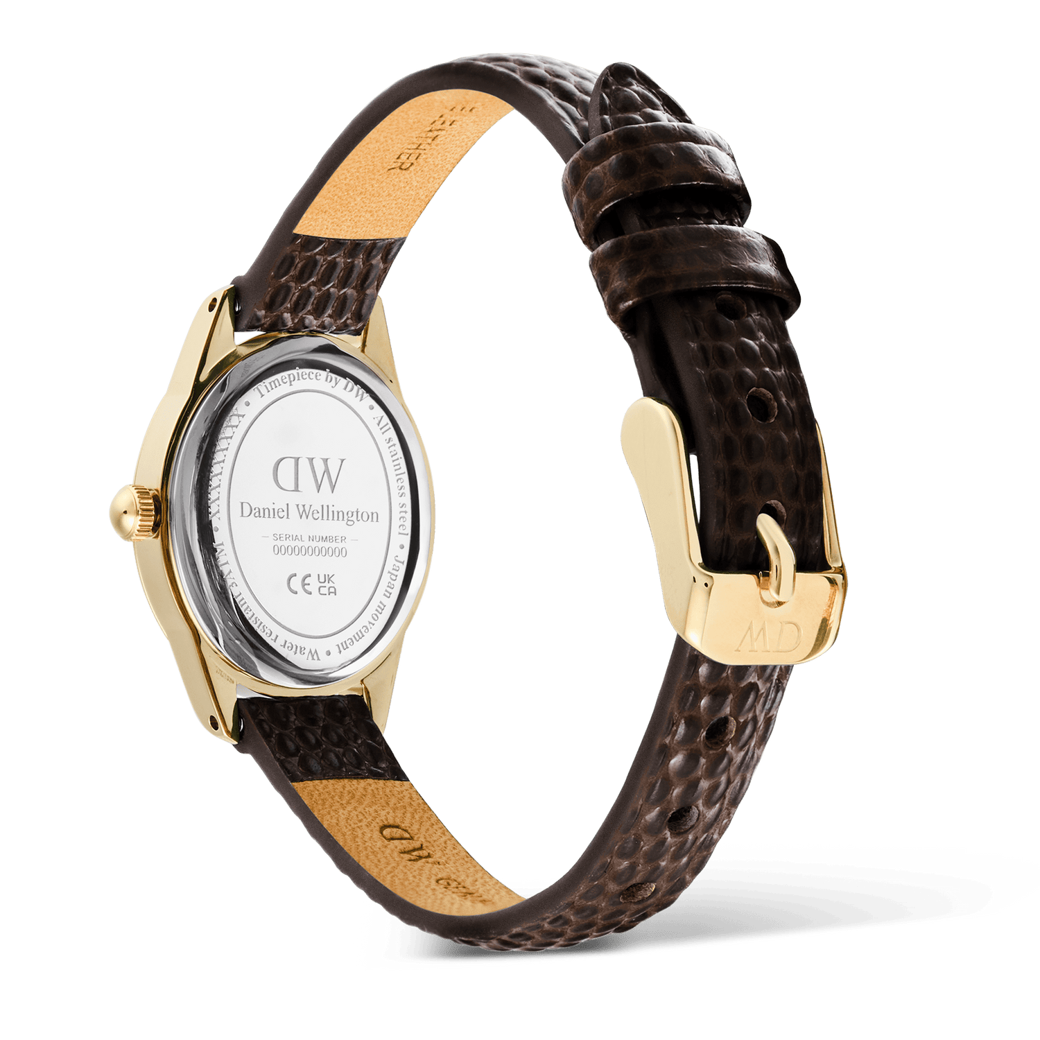 Ophelia Mini Dark Brown Lizard White Guilloché Gold