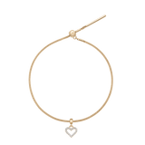 Heart Contour White Crystal Gold Charm + Snake Bracelet G