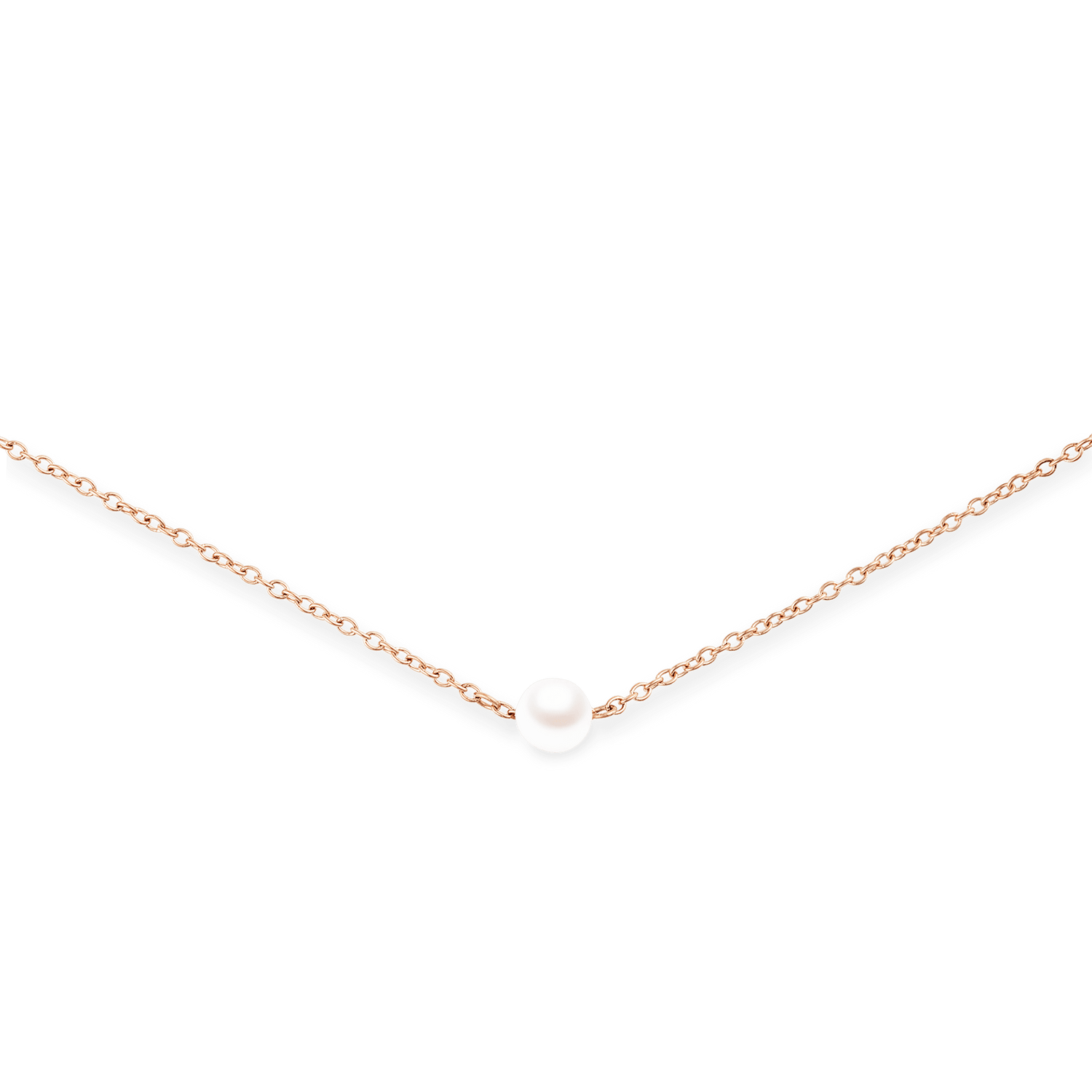 Pearl Step Necklace Rose Gold