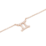 Crystal Zodiac Chain Necklace Rose Gold