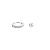 Crystal Hoop + Stud Silver Set