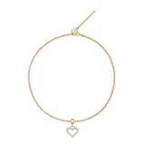 Heart Contour White Crystal Gold Charm + Chain Bracelet G