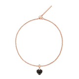 Heart Crystal Black Rose Gold Charm + Chain Bracelet RG
