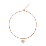 Heart Crystal White Rose Gold Charm + Chain Bracelet RG