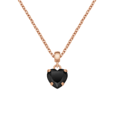 Heart Crystal Black Rose Gold Charm + Chain Necklace RG